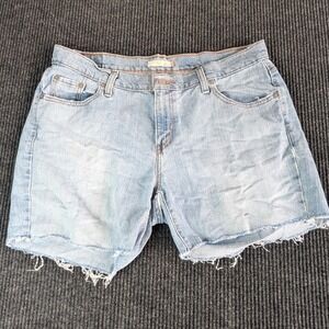 Levi's 529 Curvey Denim Jean Shorts Frayed Hem Light Wash Distressed Size 32 Y2K
